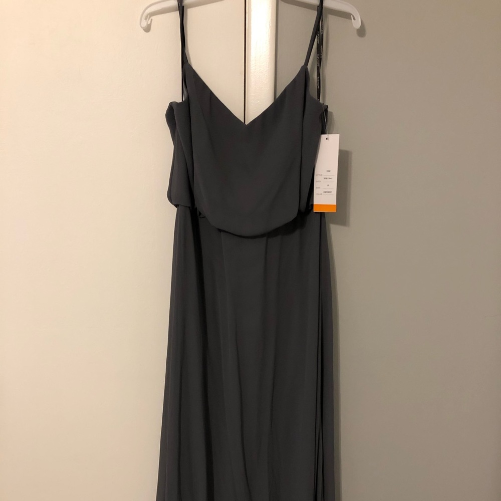 Bill Levkoff Pewter A-Line Gown